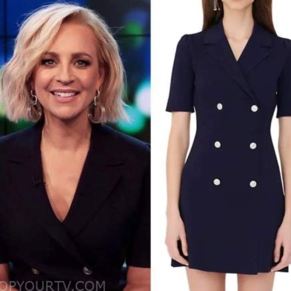 Maje Ralazer Navy Blue Stretch Knit Blazer Dress New With Tags size 38 EU - Picture 3 of 14